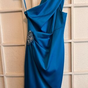 One Shoulder Blue Eliza J Cocktail Dress